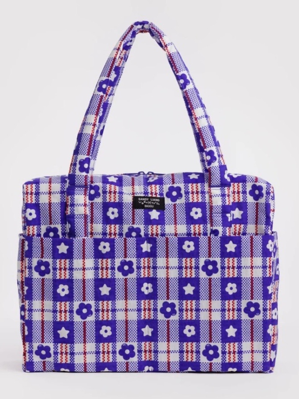 BAGGU x Sandy Liang Cloud Carry On in Blue Market Plaid